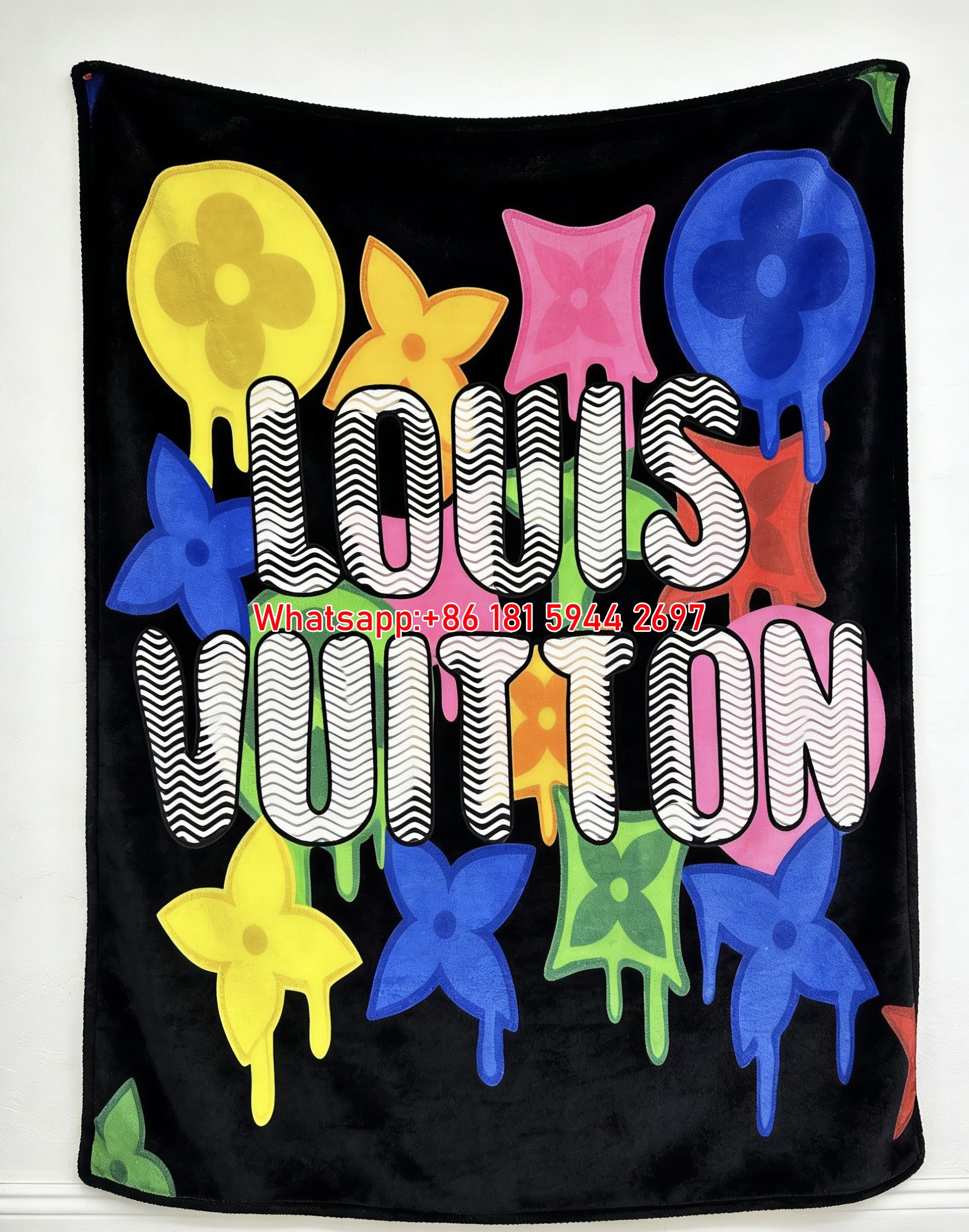 LV Colorful Drip Monogram Blanket Vibrant LV Drippy Logo Throw 220